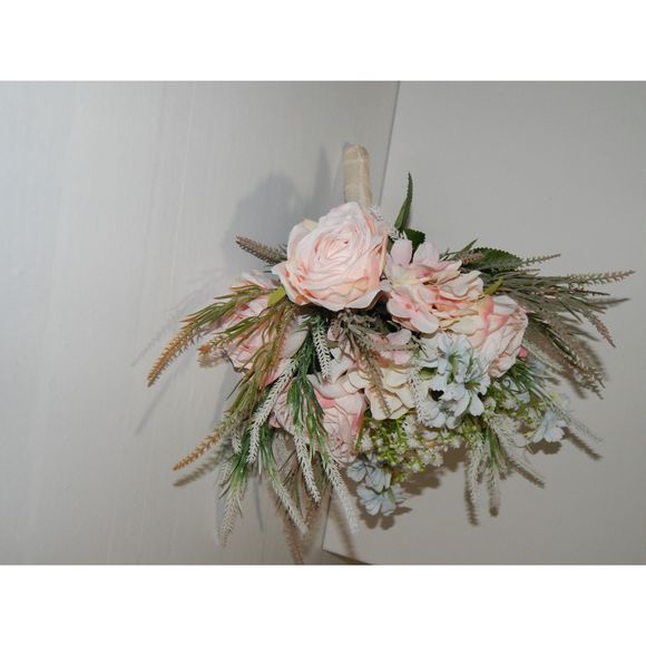LESING Bridal Wedding Bouquet -Artificial Rose, Hydrangea, Baby's Breath Thistle - Picture 3 of 15